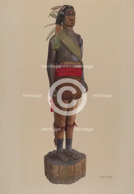 Cigar Store Indian, c. 1937. Creator: Chris Makrenos.