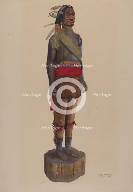 Cigar Store Indian, c. 1937. Creator: Chris Makrenos.