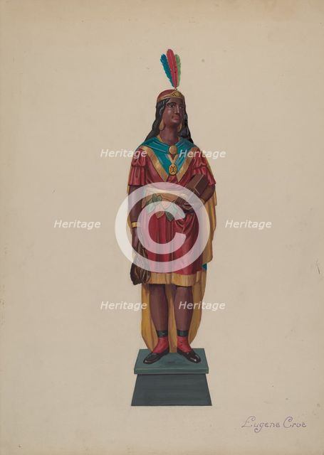 Cigar Store Indian, c. 1937. Creator: Eugene Croe.