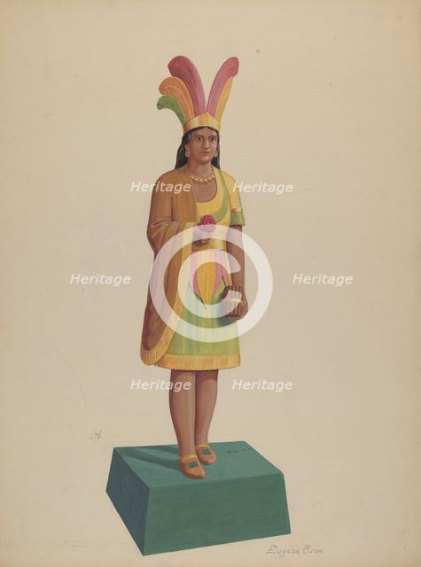 Cigar Store Indian, c. 1937. Creator: Eugene Croe.