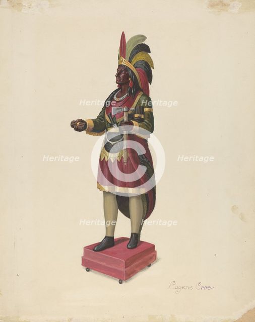 Cigar Store Indian, c. 1937. Creator: Eugene Croe.