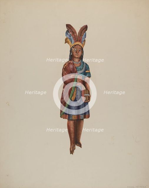 Cigar Store Indian, c. 1937. Creator: Einar Heiberg.