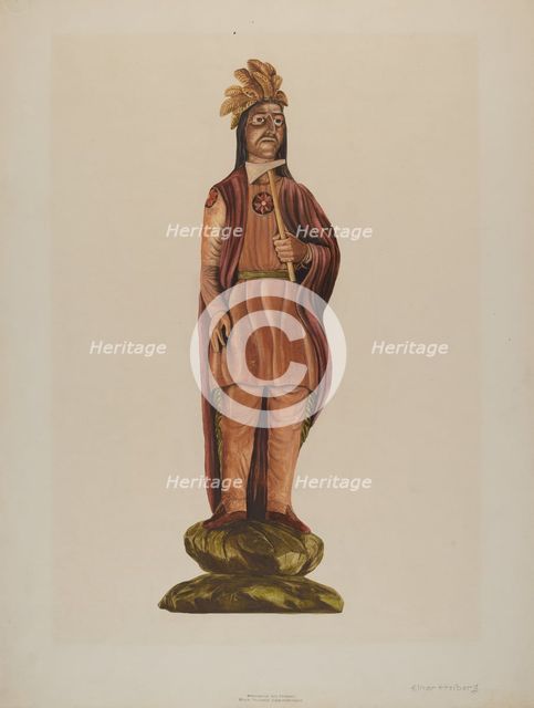 Cigar Store Indian, c. 1937. Creator: Einar Heiberg.