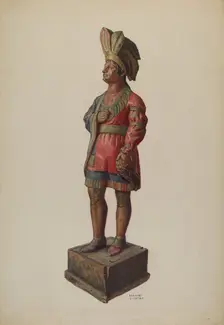 Cigar Store Indian, c. 1937. Creator: Frances Lichten