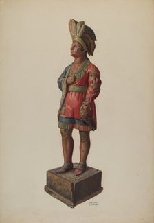 Cigar Store Indian, c. 1937. Creator: Frances Lichten