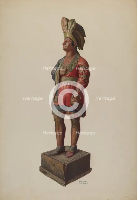Cigar Store Indian, c. 1937. Creator: Frances Lichten.