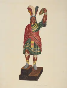 Cigar Store Indian, c. 1937. Creator: Georgine E. Mason