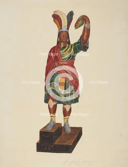 Cigar Store Indian, c. 1937. Creator: Georgine E. Mason.