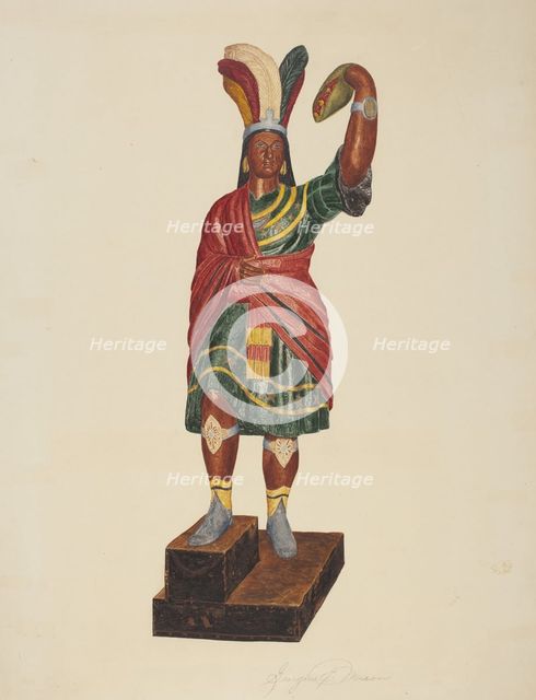 Cigar Store Indian, c. 1937. Creator: Georgine E. Mason.