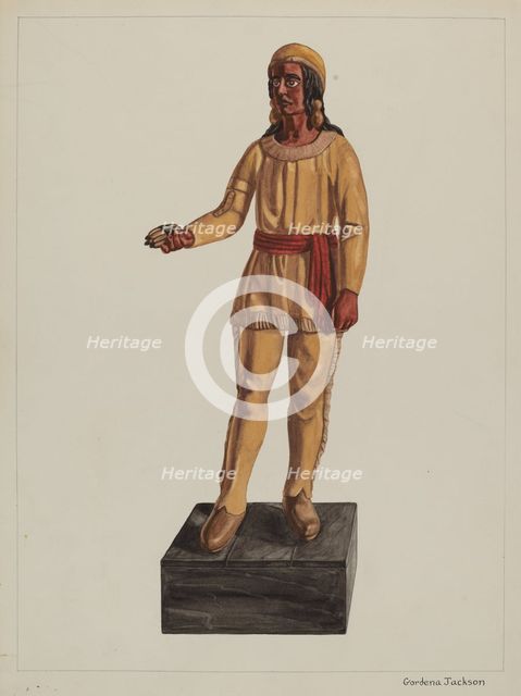 Cigar Store Indian, c. 1937. Creator: Gordena Jackson.