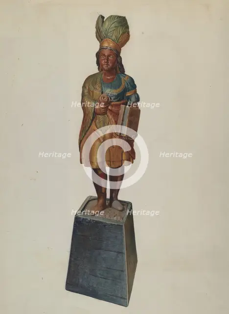 Cigar Store Indian, c. 1937. Creator: Helen E. Gilman.
