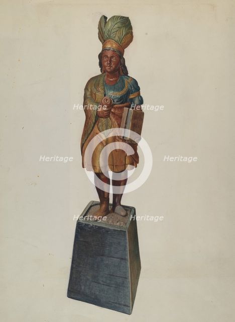 Cigar Store Indian, c. 1937. Creator: Helen E. Gilman.