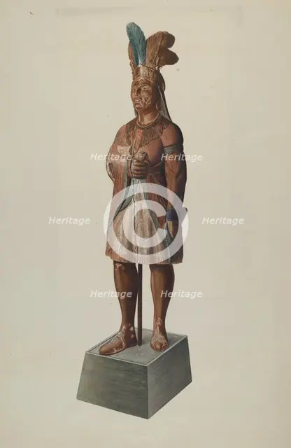 Cigar Store Indian, c. 1937. Creator: Henry Murphy.