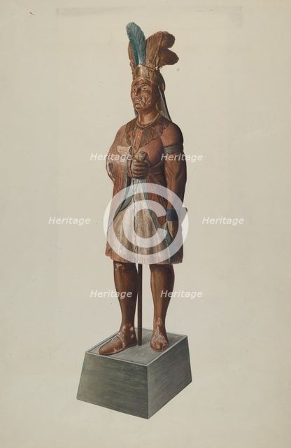 Cigar Store Indian, c. 1937. Creator: Henry Murphy.