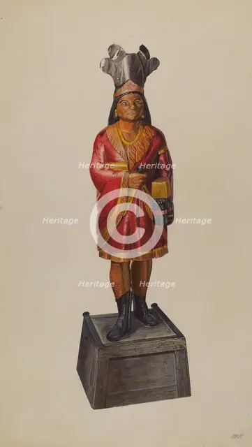 Cigar Store Indian, c. 1937. Creator: Henry Tomaszewski.