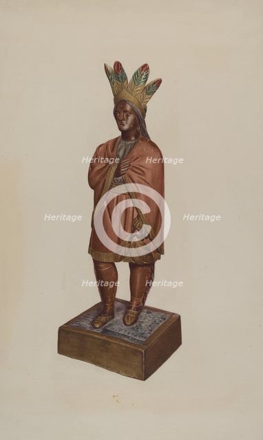 Cigar Store Indian, c. 1937. Creator: Lucille Chabot.