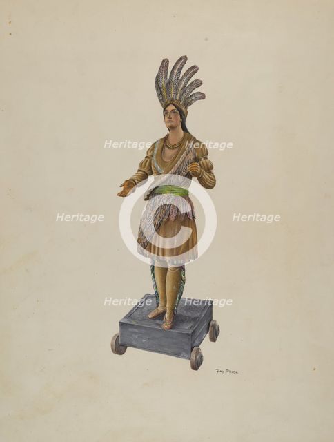 Cigar Store Indian, c. 1937. Creator: Ray Price.