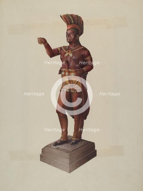Cigar Store Indian, c. 1937. Creator: Robert Pohle.