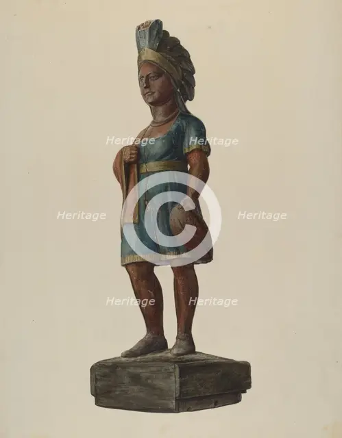 Cigar Store Indian, c. 1937. Creator: Stanley Mazur.