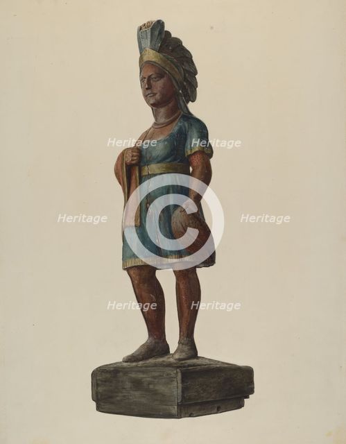 Cigar Store Indian, c. 1937. Creator: Stanley Mazur.