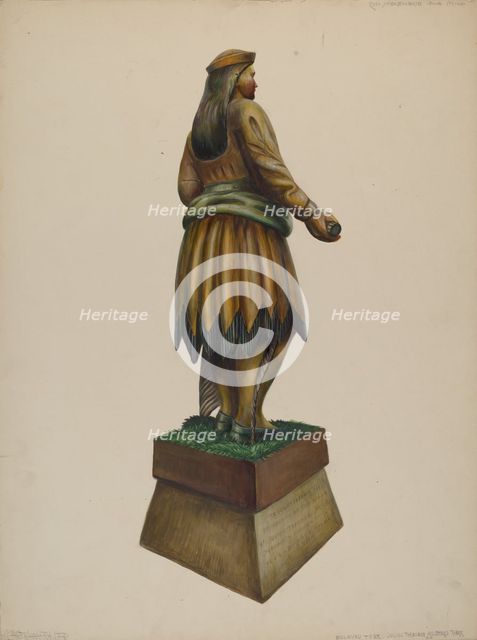 Cigar Store Indian, c. 1937. Creator: Walter Hochstrasser.