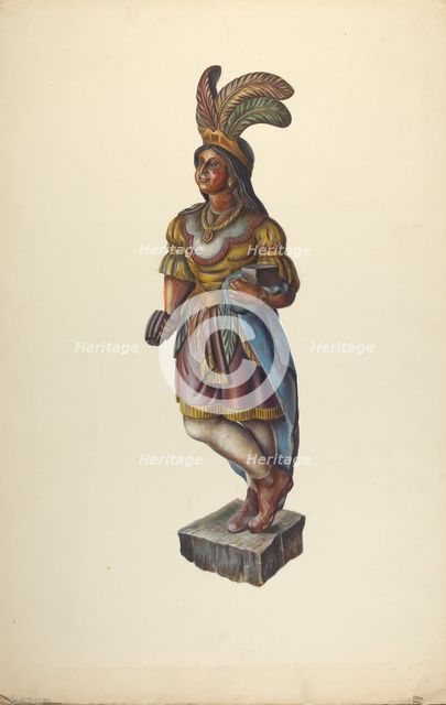 Cigar Store Indian, c. 1937. Creator: Walter Hochstrasser.