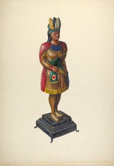 Cigar Store Indian, c. 1937. Creator: Walter Hochstrasser