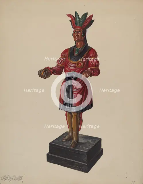 Cigar Store Indian, c. 1937. Creator: Walter Hochstrasser.