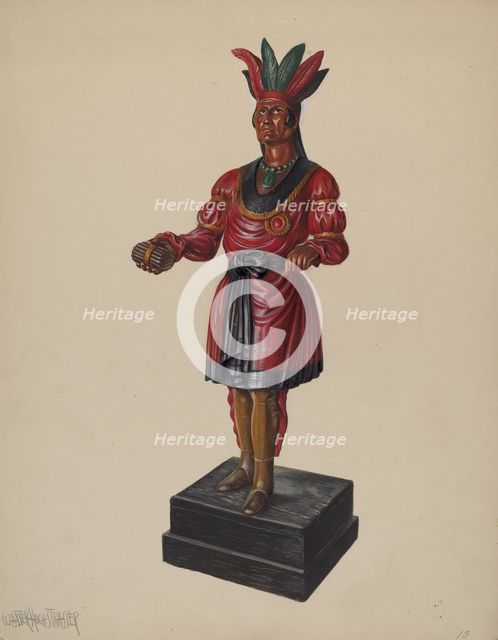 Cigar Store Indian, c. 1937. Creator: Walter Hochstrasser.