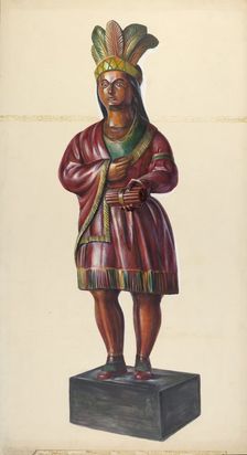 Cigar Store Indian, c. 1937. Creator: Walter Hochstrasser