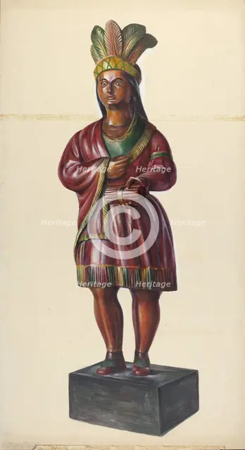 Cigar Store Indian, c. 1937. Creator: Walter Hochstrasser.