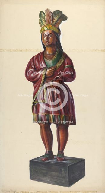 Cigar Store Indian, c. 1937. Creator: Walter Hochstrasser.