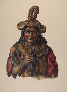 Cigar Store Indian, c. 1937. Creator: Walter Hochstrasser