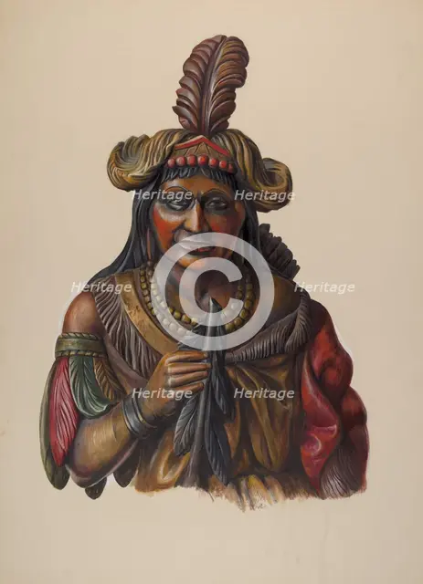 Cigar Store Indian, c. 1937. Creator: Walter Hochstrasser.