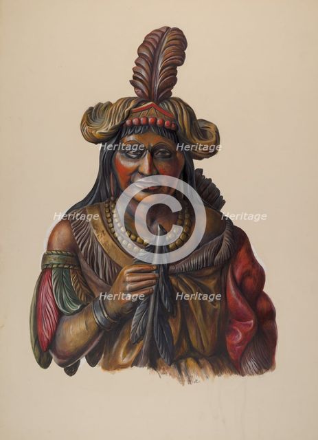 Cigar Store Indian, c. 1937. Creator: Walter Hochstrasser.