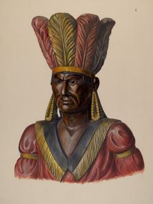 Cigar Store Indian, c. 1937. Creator: Walter Hochstrasser