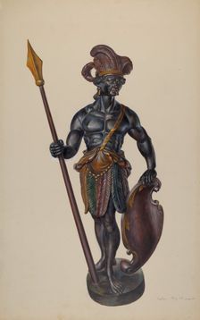 Cigar Store Indian, c. 1937. Creator: Walter Hochstrasser