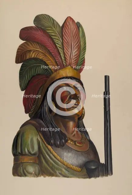 Cigar Store Indian, c. 1937. Creator: Walter Hochstrasser.