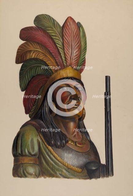 Cigar Store Indian, c. 1937. Creator: Walter Hochstrasser.