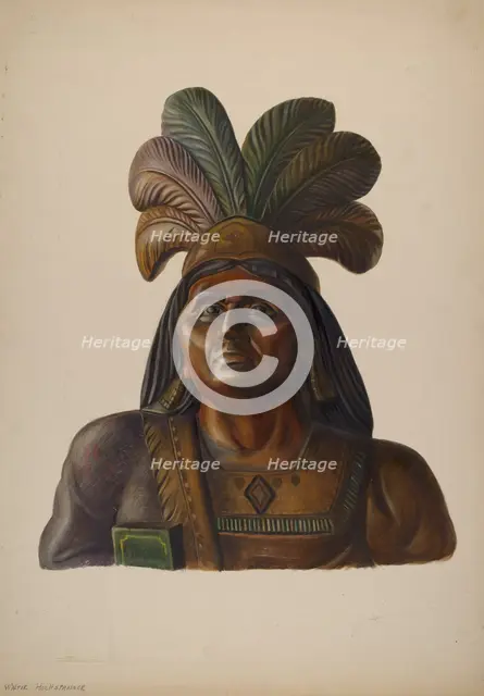 Cigar Store Indian, c. 1937. Creator: Walter Hochstrasser.