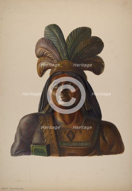 Cigar Store Indian, c. 1937. Creator: Walter Hochstrasser.
