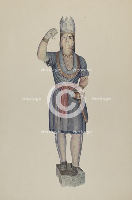 Cigar Store Indian, c. 1938. Creator: Michael Riccitelli.