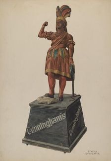 Cigar Store Indian, c. 1938. Creator: Beverly Chichester