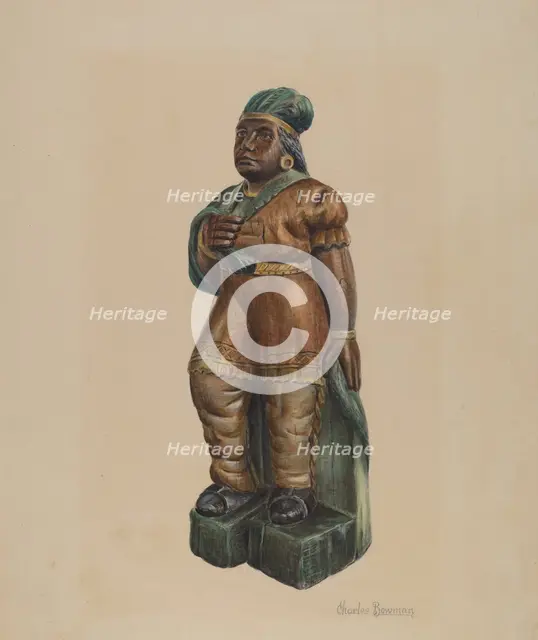 Cigar Store Indian, c. 1938. Creator: Charles Bowman.