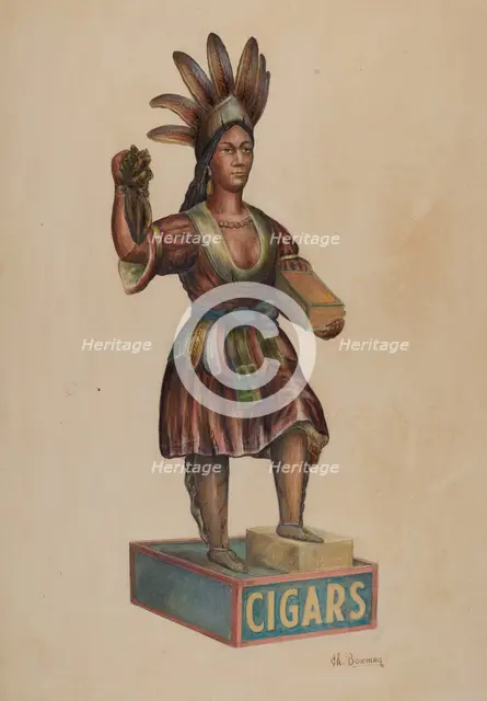 Cigar Store Indian, c. 1938. Creator: Charles Bowman.