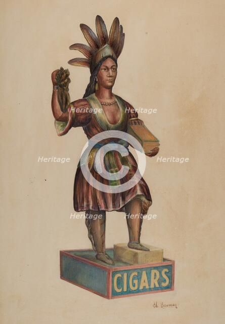 Cigar Store Indian, c. 1938. Creator: Charles Bowman.