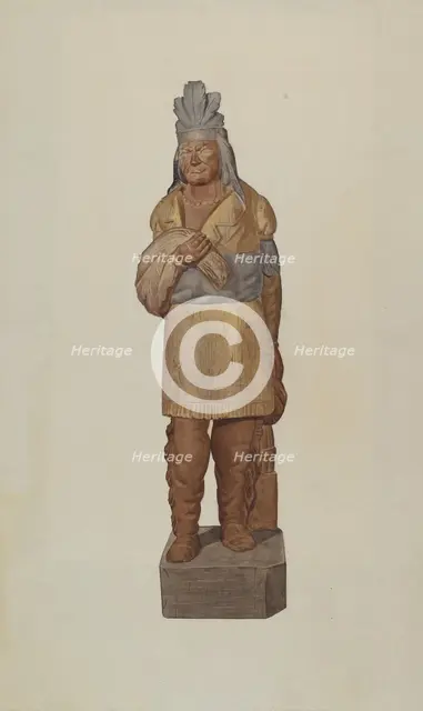 Cigar Store Indian, c. 1938. Creator: Henry Tomaszewski.
