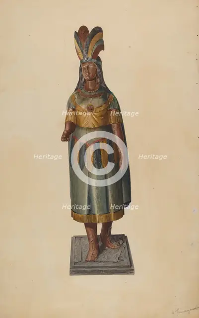 Cigar Store Indian, c. 1938. Creator: Henry Tomaszewski.