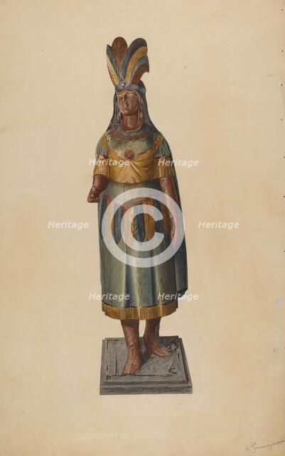 Cigar Store Indian, c. 1938. Creator: Henry Tomaszewski.