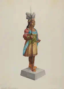 Cigar Store Indian, c. 1938. Creator: Lucille Lacoursiere